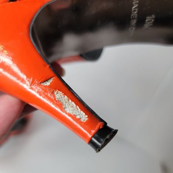 ASHRO Orange Faux Leather Strappy Peep Toe Heels - Women's sz 10 - Picture 5 of 6